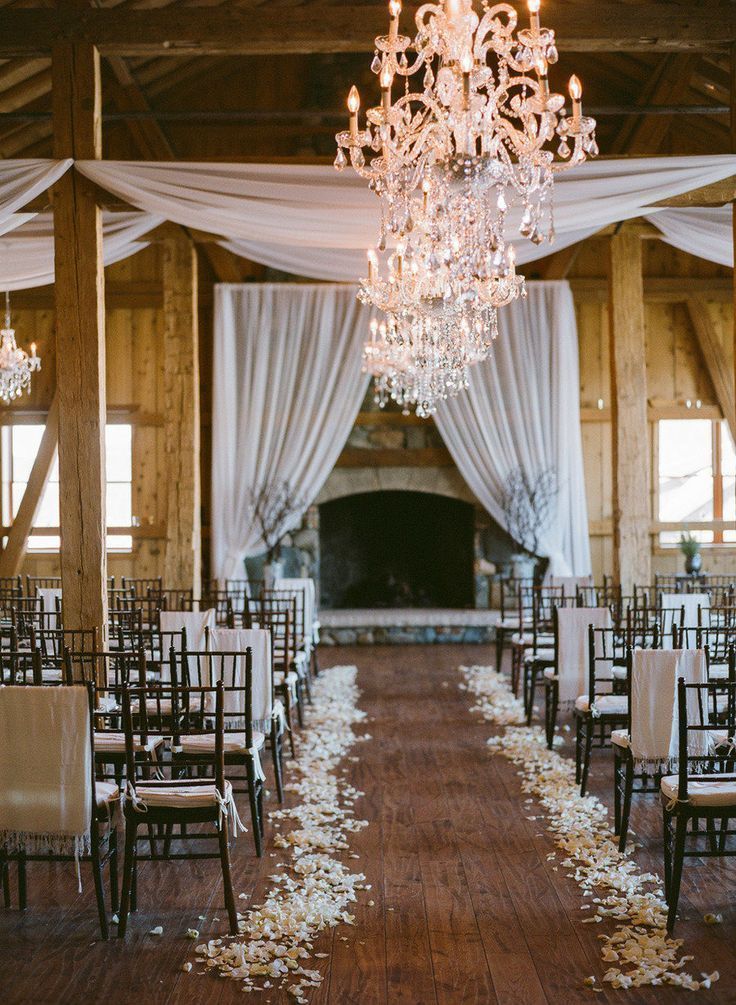 classic winter wedding ceremony decor