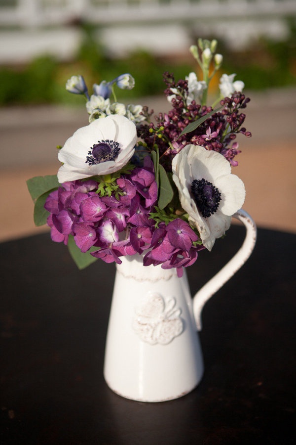 colorful centerpiece with a pop of anemone