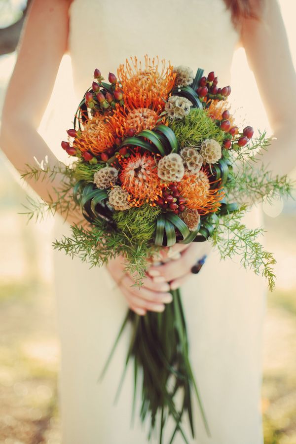 coral fall wedding bouquet