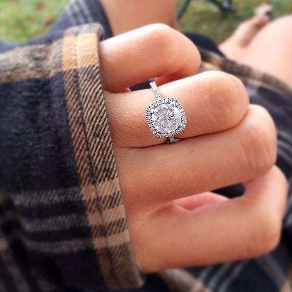 cushion cut halo engagement ring