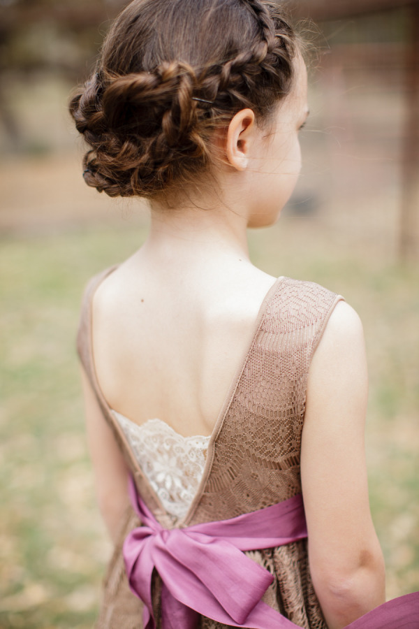 cute french braid low updo little girl hairstyle for wedding