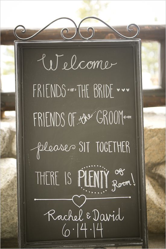 destination wedding- welcome chalkboard sign for lake wedding ideas
