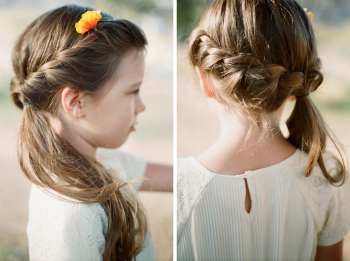 flower girl hair waterfall braid