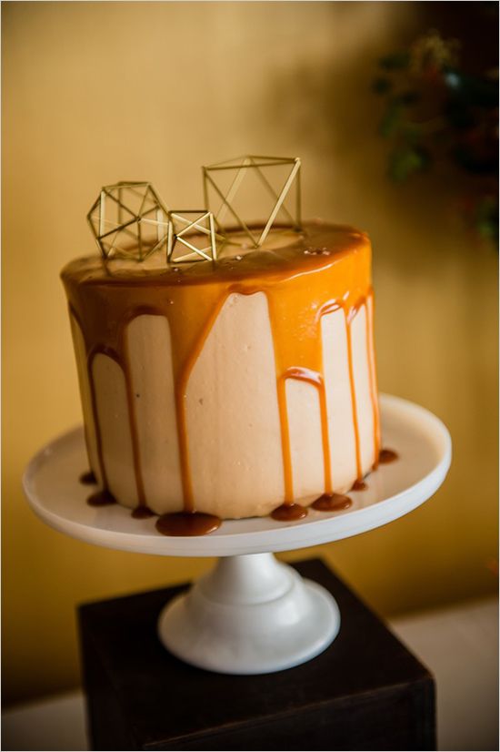 geometric caramel wedding cake by The Scootabaker