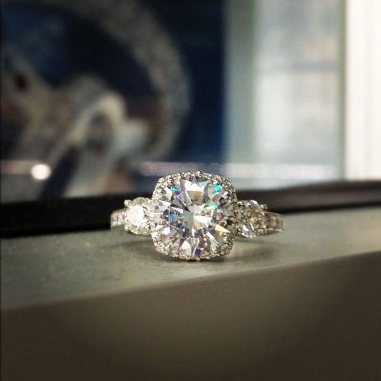 gorgeous amazing tacori diamond cushion cut triforce engagement ring