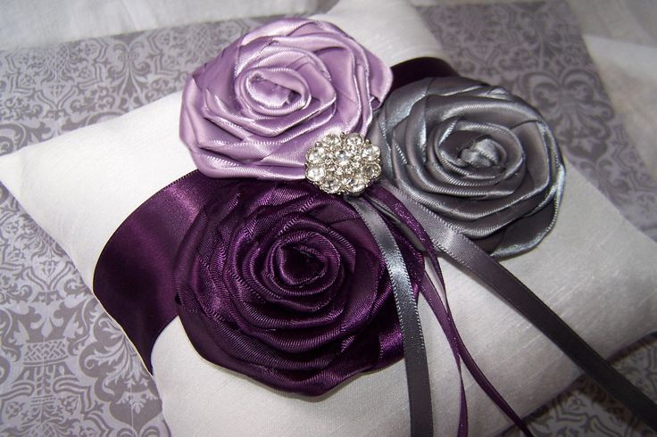 grey and plum wedding Ring Bearer Pillow