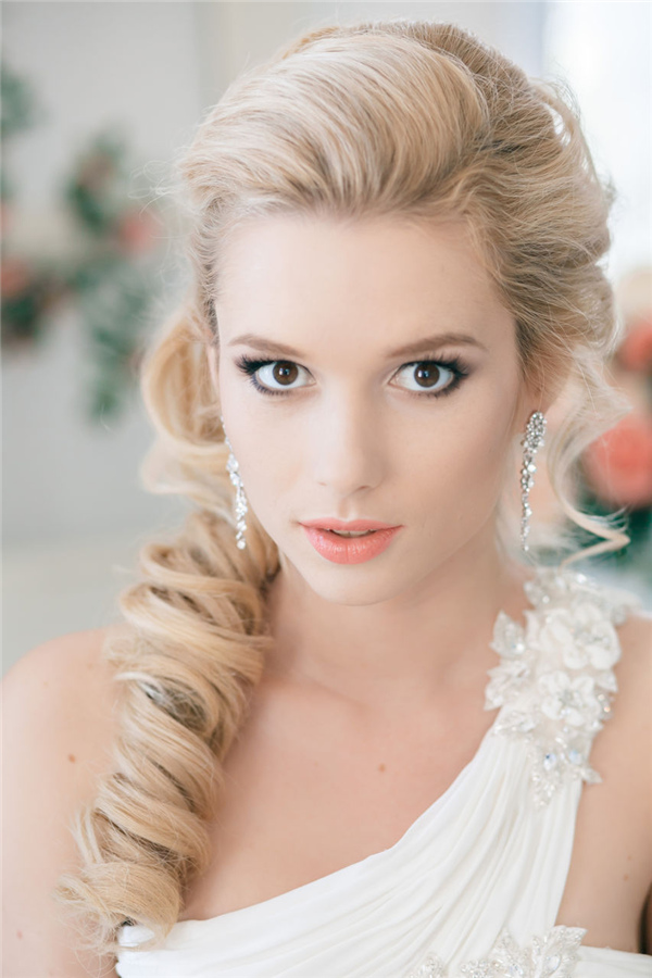 half up curly long wedding hairstyle