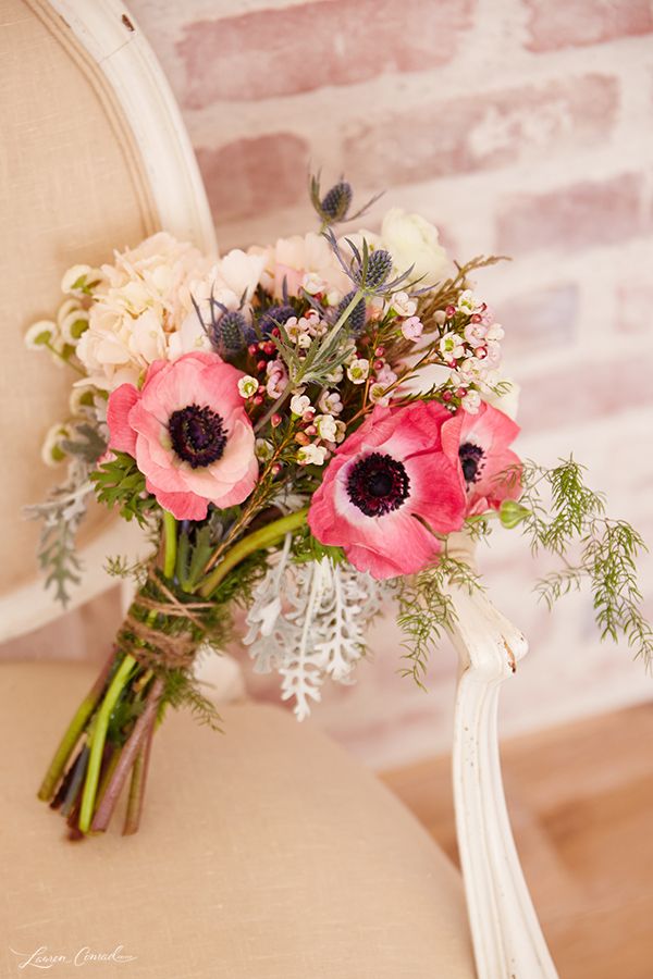 hydrangeas feverfew ranunculus and pink anemones bouquet