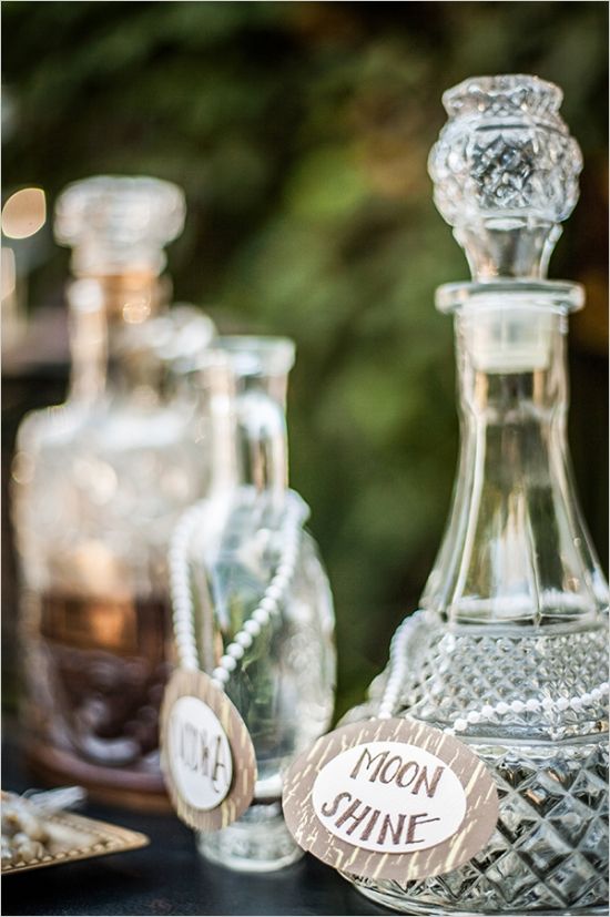 label vintage bottles wedding decor