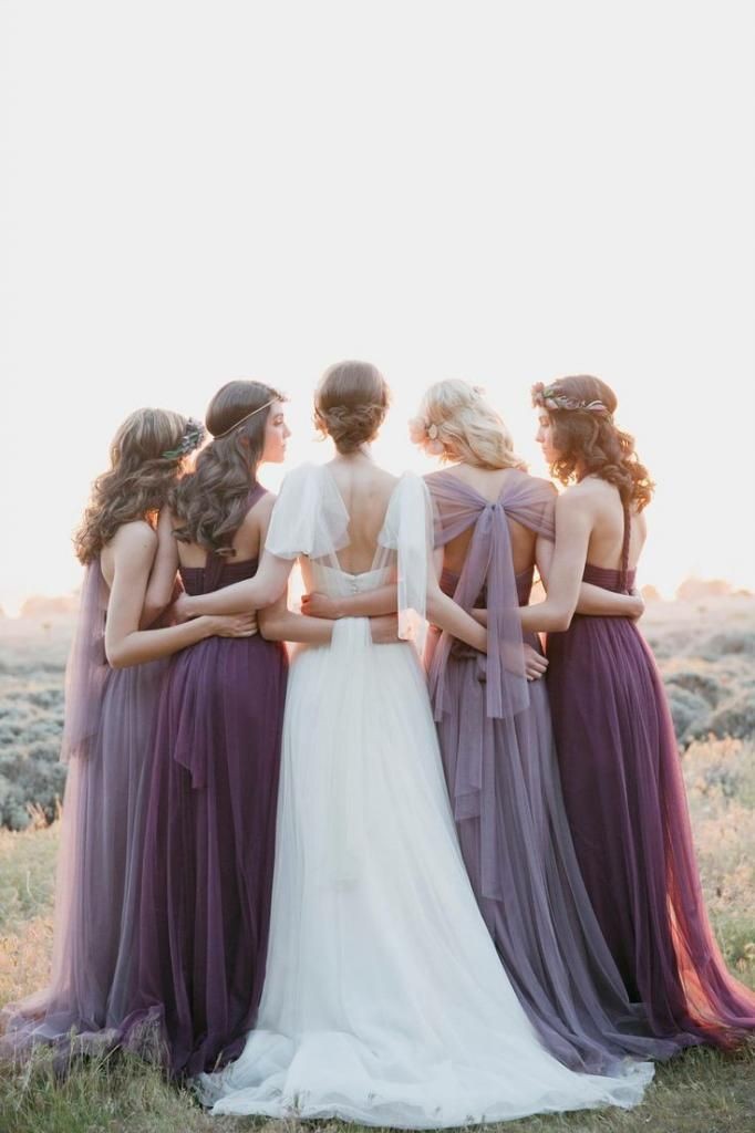 lavender plum tulle bridesmaid dresses