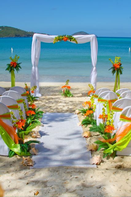 limon green anf orange wedding aisle and arch