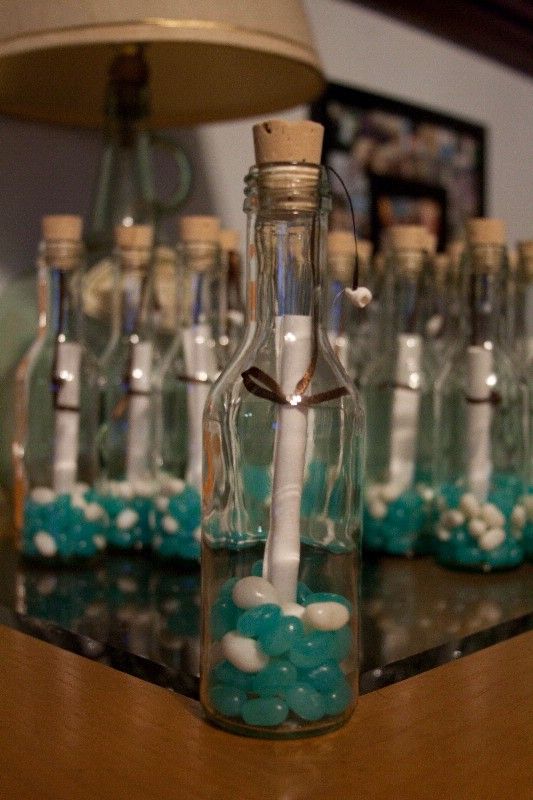 message in a bottle party favor