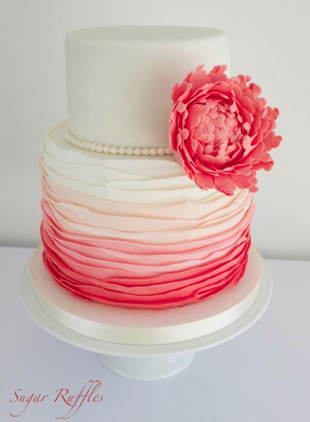 pink ombre cake of wedding from Sugar Ruffles