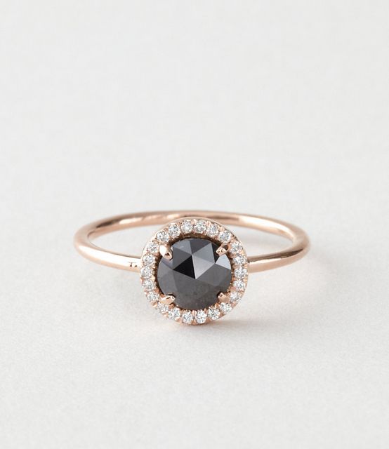 rose gold and black diamond wedding ring