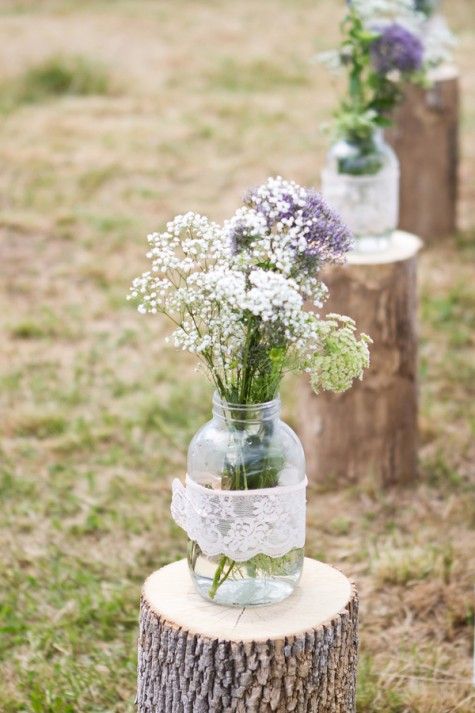 rustic lace wedding ideas-wildflower wedding aisle