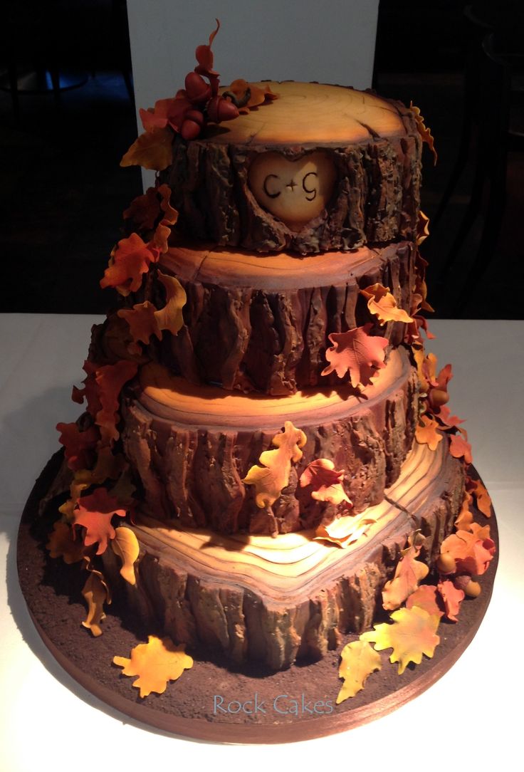 rustic tree fall wedding cake picture