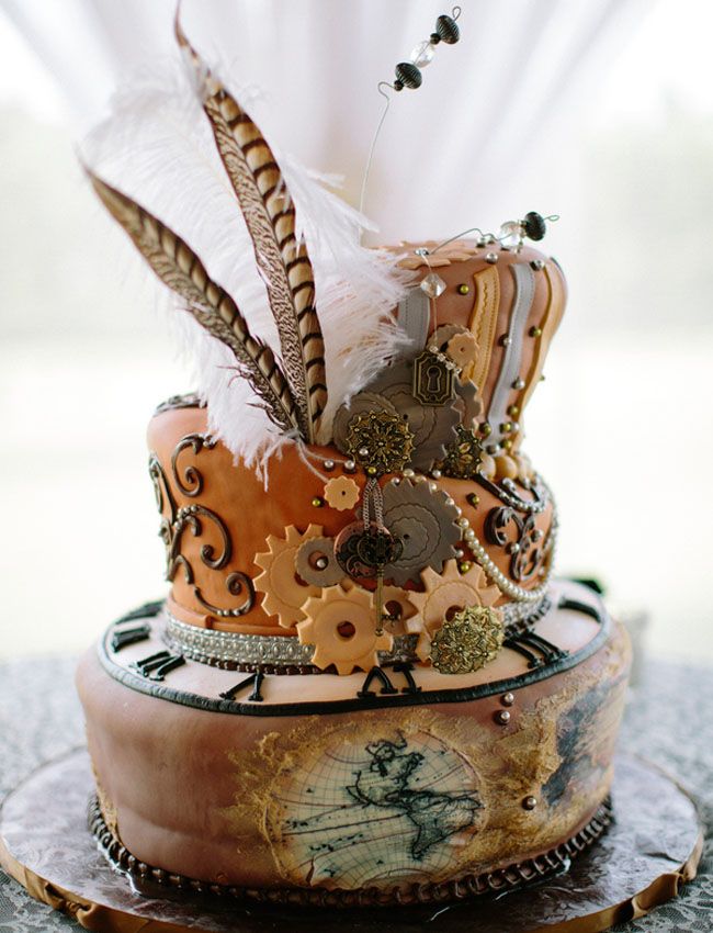 seriously stylish steampunk wedding cake