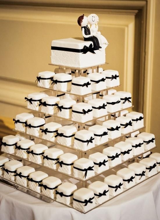simple black and white wedding cupcake