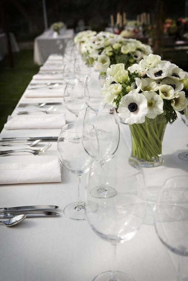 simple wedding centerpiece with anemones