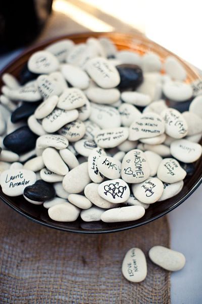 stone wedding guest book ideas