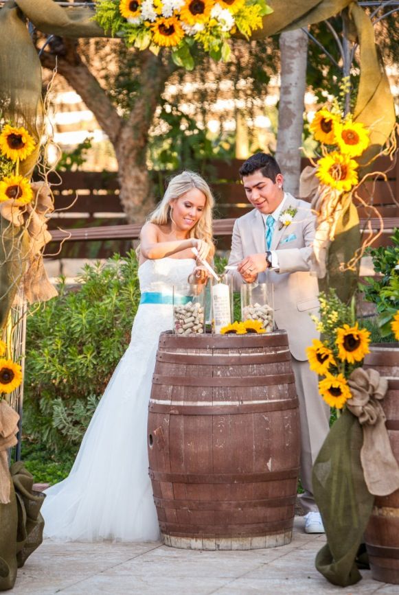 sunflower wedding arch for rustic wedding