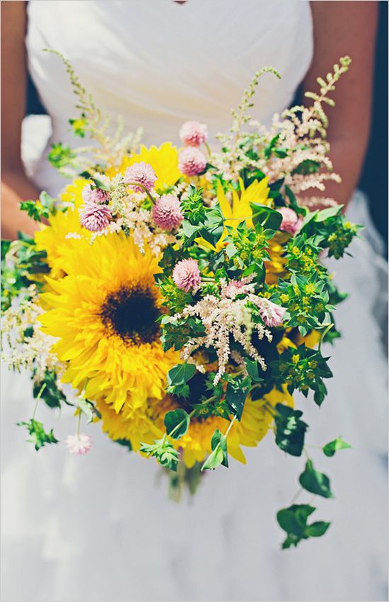 sunflower wedding bouquet for rustic garden wedding