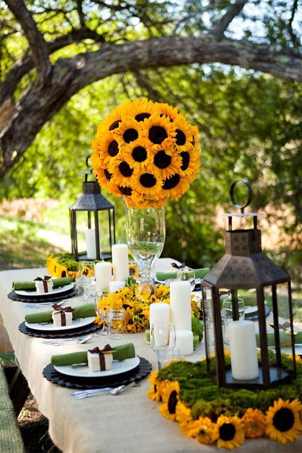 tall sunflowers wedding centerpieces for summer weddings