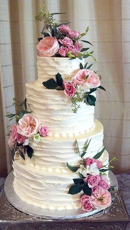 vintage cake with gorgeous pink and green flower accents
