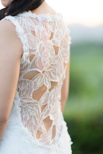 vintage wedding gown with illusion back