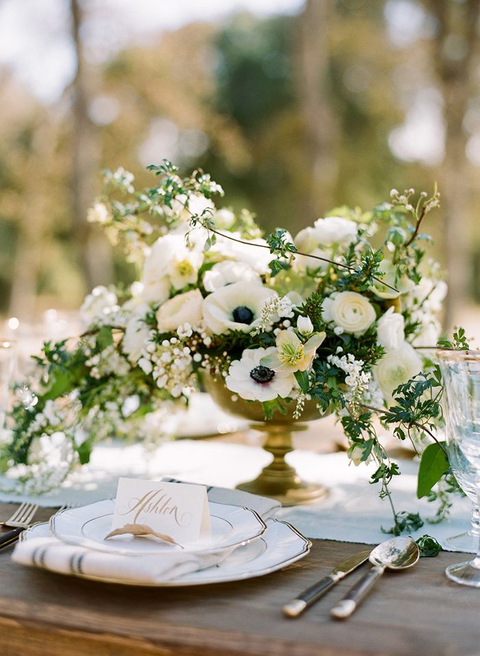 white wedding ideas-anemones wedding centerpiece for spring weddings