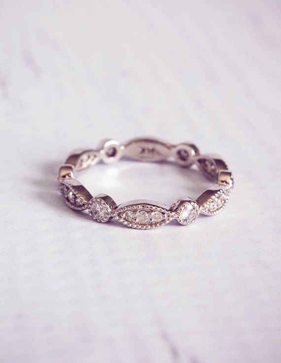 1930's Style Diamond Pave Wedding Band Ring by TemsahJewelers