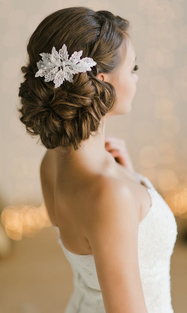 Bridal Updos And Wedding Hairstyle with Lace Headpiece