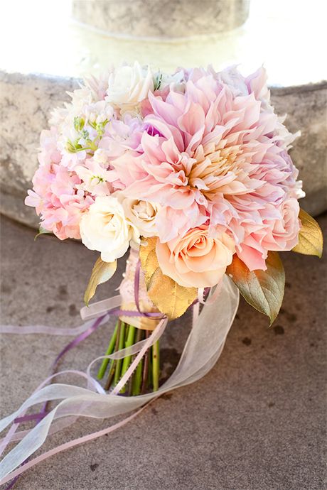 Cafe au Lait Dahlias Pink Wedding Bouquet