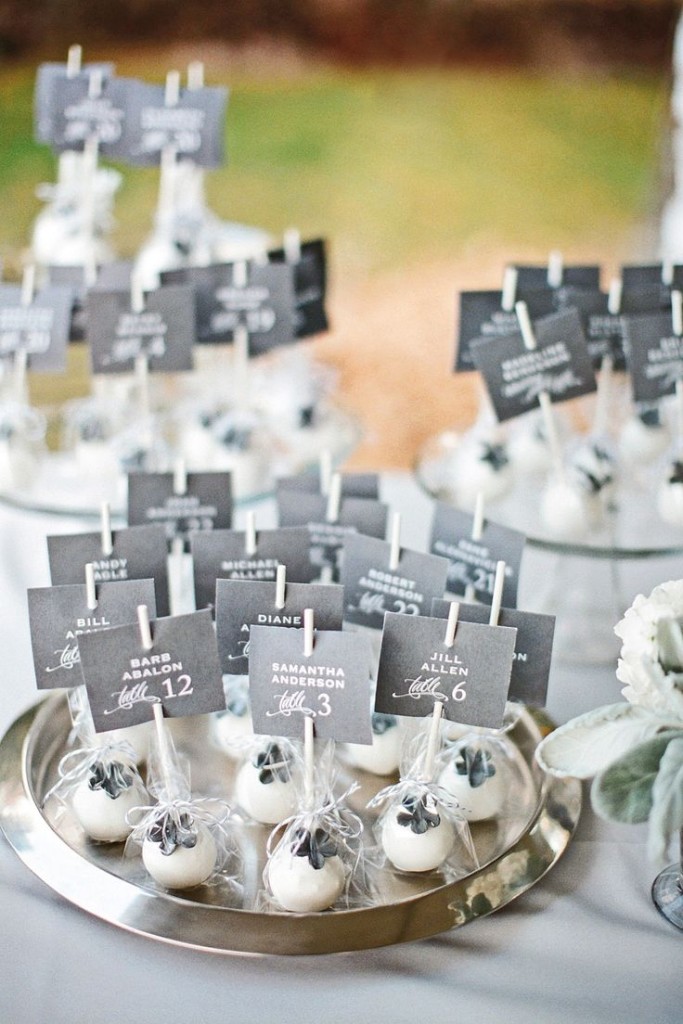 40+ Creative Wedding Escort Cards Ideas 34 Cake pop escort cards