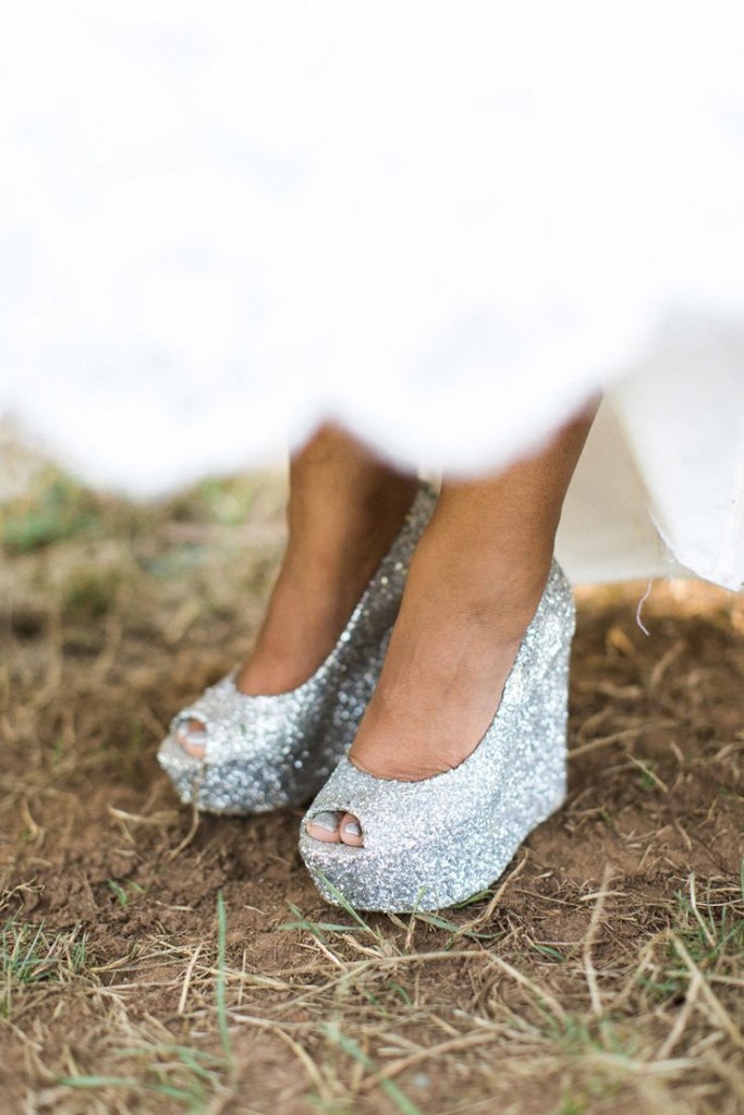Chunky Sparkly Silver Wedges for Outdoor Weddings