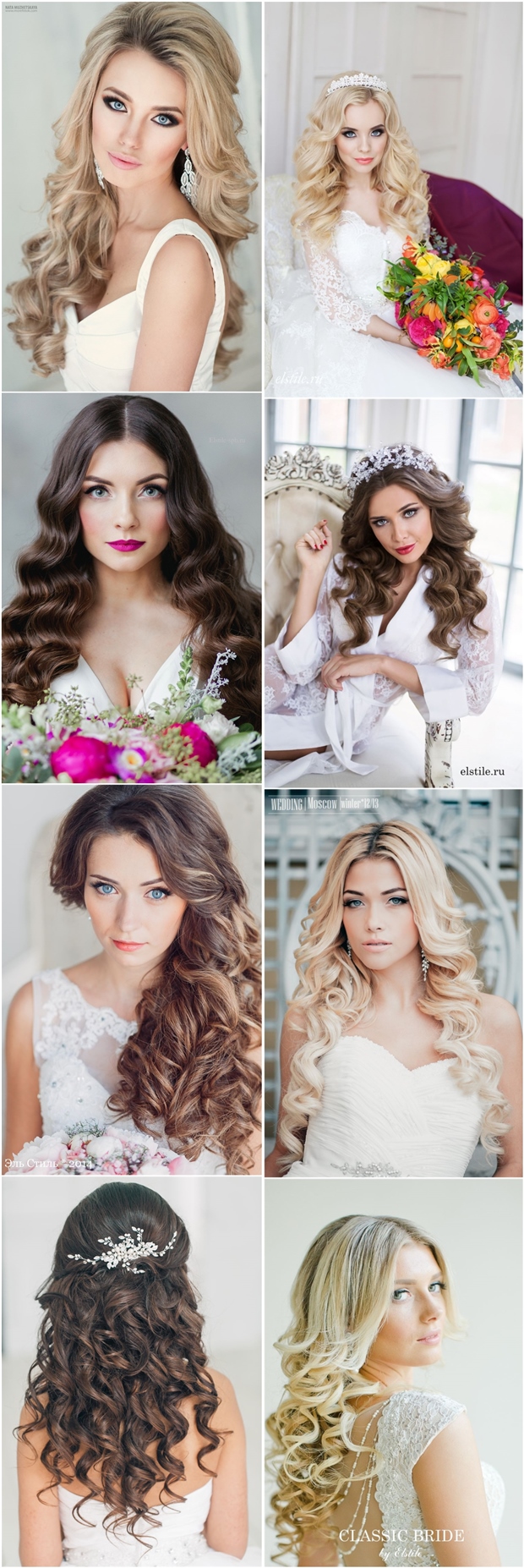 Classic Dwon wedding hairstyles for long hair
