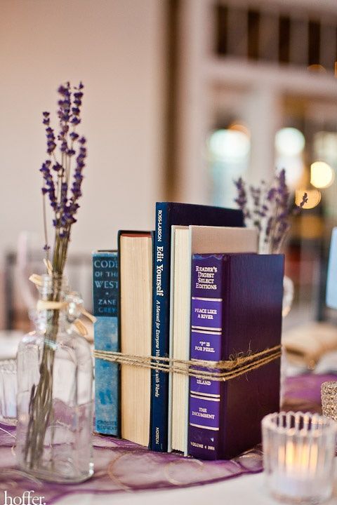 DIY wedding ideas - bundled book centerpieces