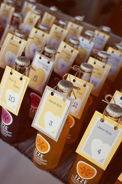 Drinkable escort cards are perfect for summer weddings