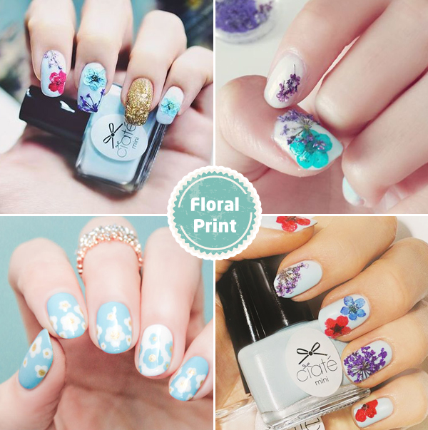 Floral Print Wedding Nails