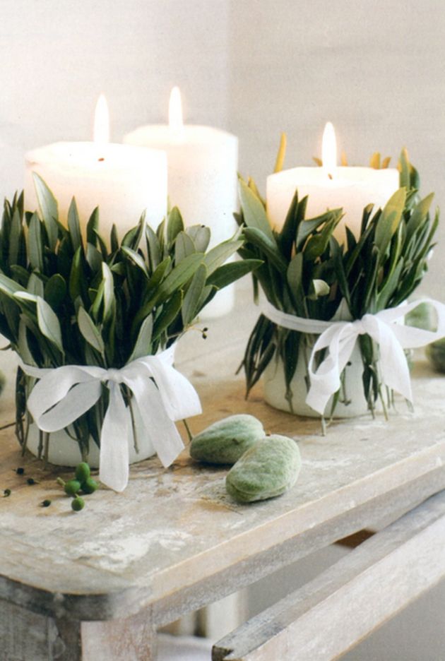 Foliage and candles wedding decor ideas