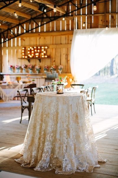 Gilded lace wedding tablecloth