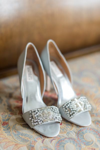 Glam silver bridal shoes