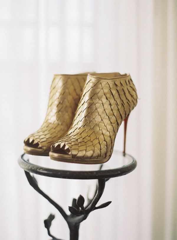 Gold Christian Louboutin booties