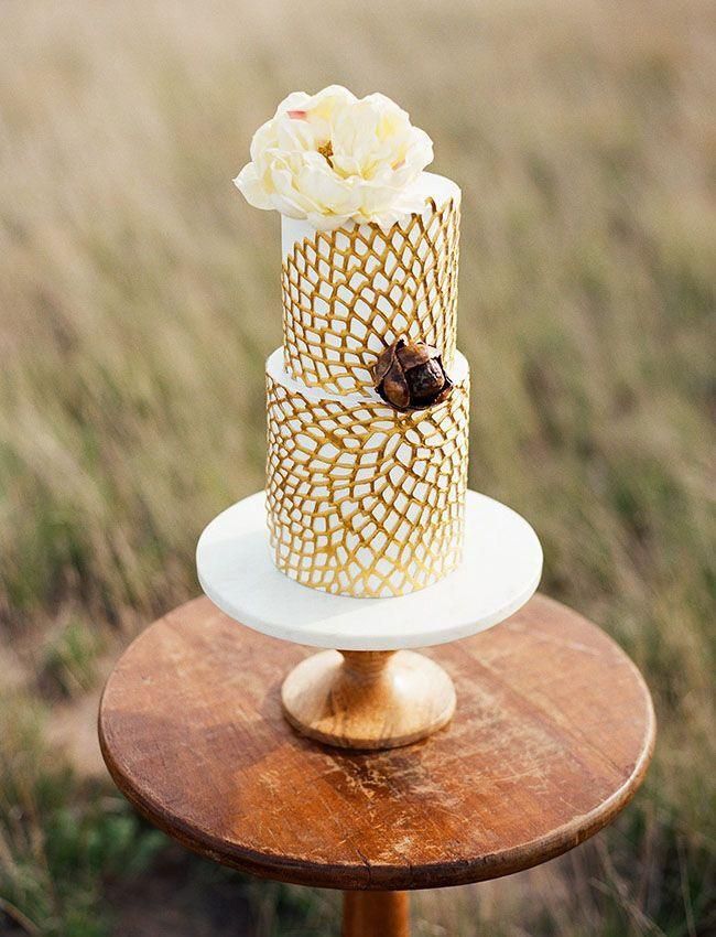 Gold Printed Wedding Cake