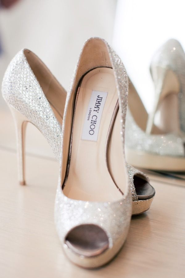 Jimmy Choo silver wedding heels