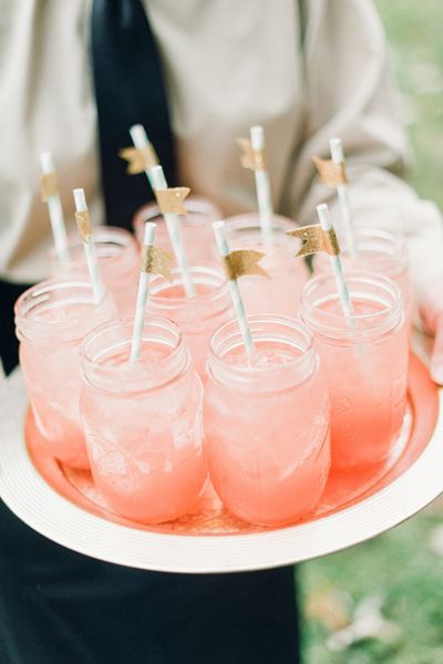 Mason jar pink cocktails