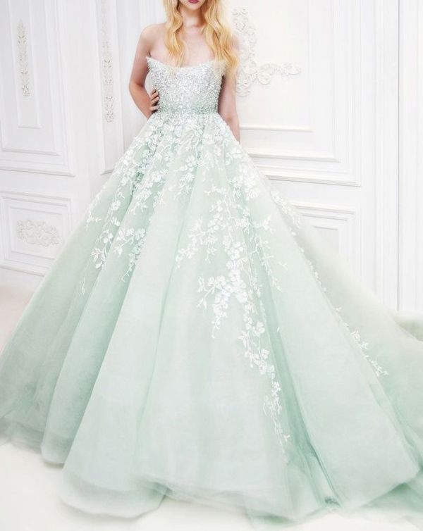 Mint Wedding Dress by Michael Cinco