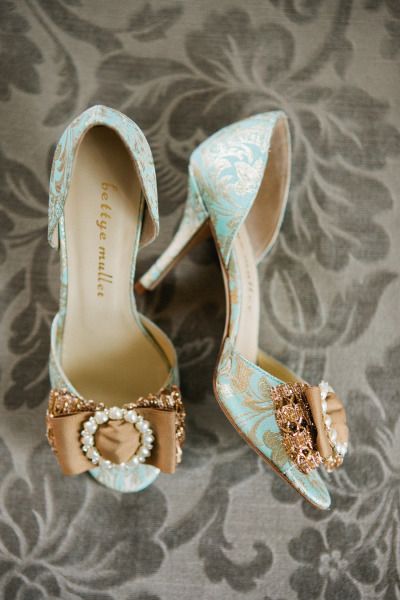 Mint and Gold Statement Wedding Shoes