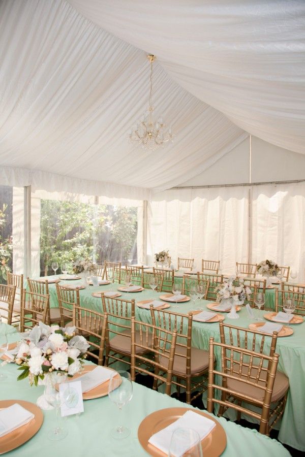 Mint green and gold wedding decor ideas