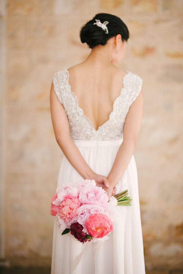 Mixed colored peony bridal bouquet